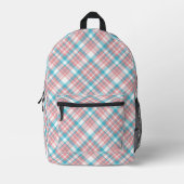 Preppy Pink und Blue Kariert Bedruckter Rucksack (Vorderseite)