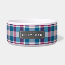 Preppy Pink und Blue Kariert Monogram
