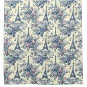 Preppy Pink und Blue Pariser Eiffelturm Duschvorhang (Vorderseite)