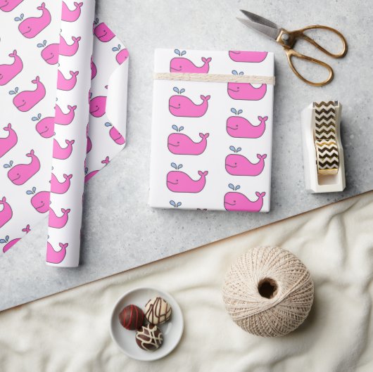 Preppy Pink und Blue Whales Geschenkpapier (Kunsthandwerk)