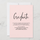 Preppy Pink und Gold Glitzer Foto Abschluss Einladung (Rückseite)