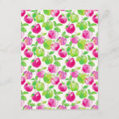 Preppy Pink und Green Apples Monogram Begleitkarte (Rückseite)