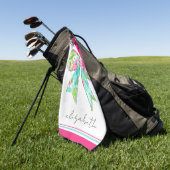 Preppy Pink und Green Bow Personalisiert Golfhandtuch (Gras)