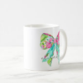 Preppy Pink und Green Bow Personalisiert Kaffeetasse (VorderseiteRechts)