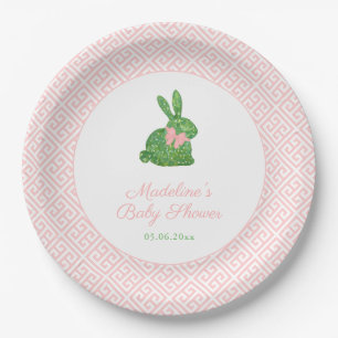 Preppy Pink und Green Bunny Bunny Baby Dusche Part Pappteller