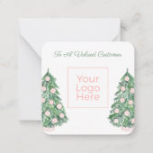 Preppy Pink und Green Business Logo Happy Holidays Mitteilungskarte (Vorderseite)