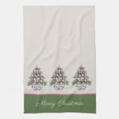 Preppy Pink und Green Chinoiserie Weihnachtsbaum Geschirrtuch (Vertikal)