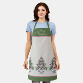 Preppy Pink und Green Chinoiserie Weihnachtsbaum Schürze (Getragen)