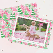 Preppy Pink und Green Christmas Trees Foto