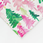 Preppy Pink und Green Christmas Trees Monogram Fleecedecke (Ecke)