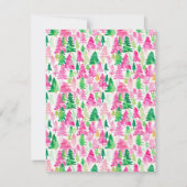 Preppy Pink und Green Christmas Trees Monogram Mitteilungskarte (Rückseite)
