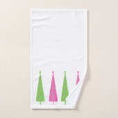 Preppy Pink und Green Christmas Trees Personalisie Badhandtuch Set (Handtuch)