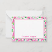 Preppy Pink und Green Christmas Trees Personalisie Mitteilungskarte (Rückseite)