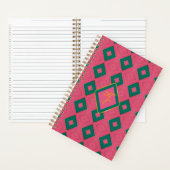 Preppy Pink und Green Diamond Motif Mit Monogramm Notizblock (Innen)