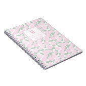 Preppy Pink und Green Hydrangeas Monogram Notizblock (Rechte Seite)