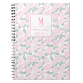 Preppy Pink und Green Hydrangeas Monogram Notizblock (Vorderseite)