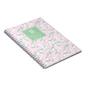 Preppy Pink und Green Hydrangeas Monogram Notizblock (Rechte Seite)