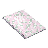 Preppy Pink und Green Hydrangeas Monogram Notizblock (Rechte Seite)
