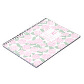 Preppy Pink und Green Hydrangeas Monogram Notizblock (Linke Seite)