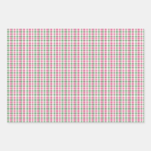 Preppy Pink und Green Kariert Geschenkpapier Set (Vorderseite 2)