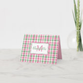 Preppy Pink und Green Kariert Monogram (Vorderseite)