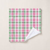 Preppy Pink und Green Kariert Monogram Badhandtuch Set (Waschlappen)