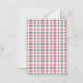 Preppy Pink und Green Kariert Monogram Mitteilungskarte (Rückseite)