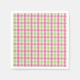 Preppy Pink und Green Kariert Serviette