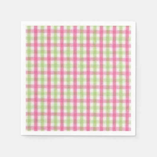 Preppy Pink und Green Kariert Serviette (Vorderseite)
