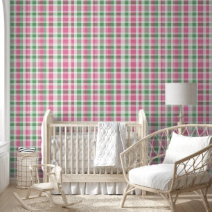 Preppy Pink und Green Kariert Tapete