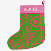 Preppy Pink und Green Monogram Großer Weihnachtsstrumpf (Rückseite)