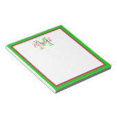 Preppy Pink und Green Monogram Notizblock (angewinkelt)
