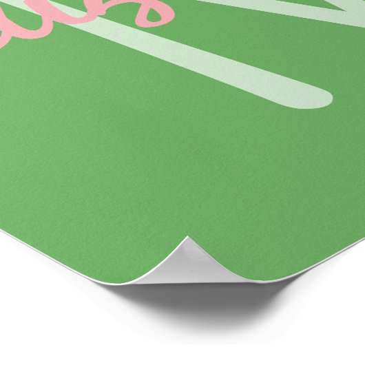 Preppy Pink und Green Monogram Poster (Ecke)