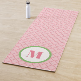 Preppy-Pink und Green-Monogram-Quarterfolie Yogamatte
