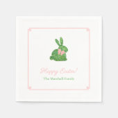 Preppy Pink und Green Oaster Bunny Brunch Party Serviette (Vorderseite)