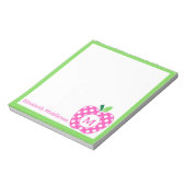 Preppy Pink und Green Polka Dot Apple Monogramm Notizblock (Rotiert)
