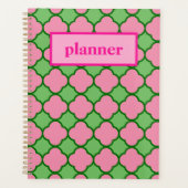 Preppy Pink und Green Quatrefolie Planer (Vorderseite)