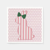 Preppy Pink und Green Spring Bunny Serviette (Vorderseite)