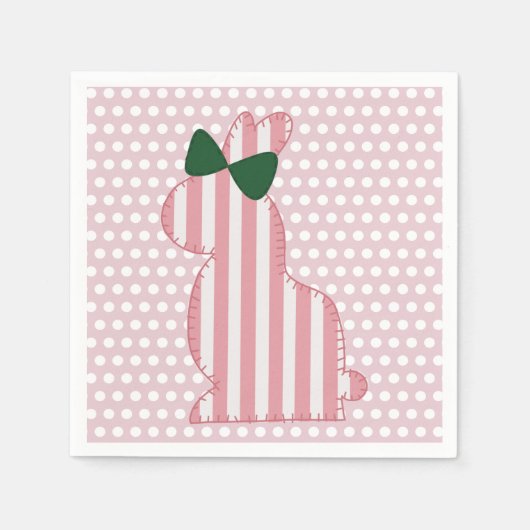 Preppy Pink und Green Spring Bunny Serviette (Vorderseite)