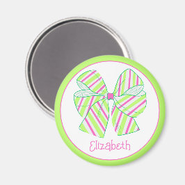 Preppy Pink und Green Strick Bow Personalisiert Magnet