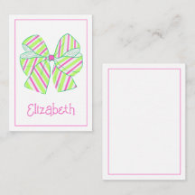 Preppy Pink und Green Strick Bow Personalisiert