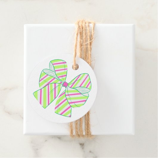 Preppy Pink und Green Strick Bows Geschenkanhänger (Beispiel)