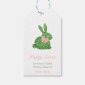 Preppy Pink und Green Topiary Bunny Osterdusche Geschenkanhänger (Vorderseite)