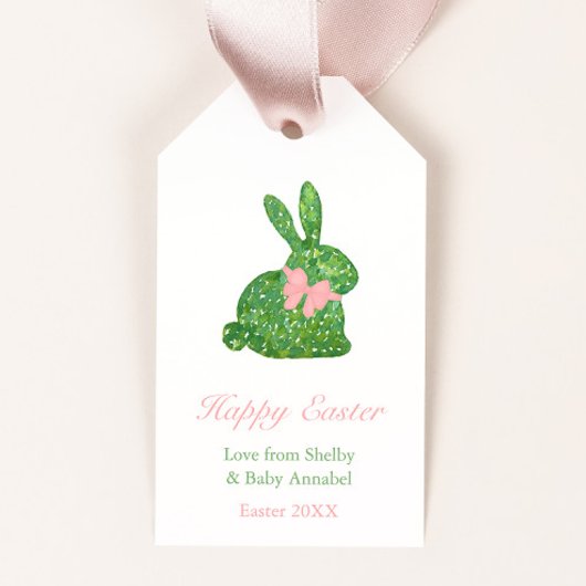 Preppy Pink und Green Topiary Bunny Osterdusche Geschenkanhänger