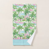 Preppy Pink und Green Tropical Palm Tree Badhandtuch Set (Handtuch)