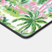 Preppy Pink und Green Tropical Palm Tree Monogram Schreibtischunterlage (Ecke)