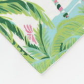 Preppy Pink und Green Tropical Palm Trees Monogram Fleecedecke (Ecke)