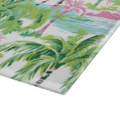 Preppy Pink und Green Tropical Palm Trees Monogram Schneidebrett (Ecke)