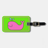 Preppy Pink und Green Whale Personalisiert Gepäckanhänger (Vorderseite horizontal)