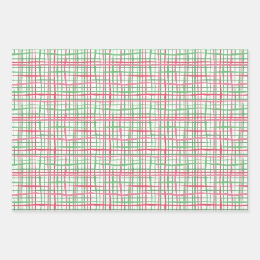 Preppy Pink und Green Wrapping Paper (Set 3) Geschenkpapier Set (Vorderseite 2)